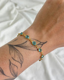 Pulseira Ponto de Luz Azul Tiffy- Semijoia Folheada a Ouro 18k