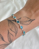 Pulseira Ponto de Luz Azul Tiffy - Semijoia Folheada em Prata