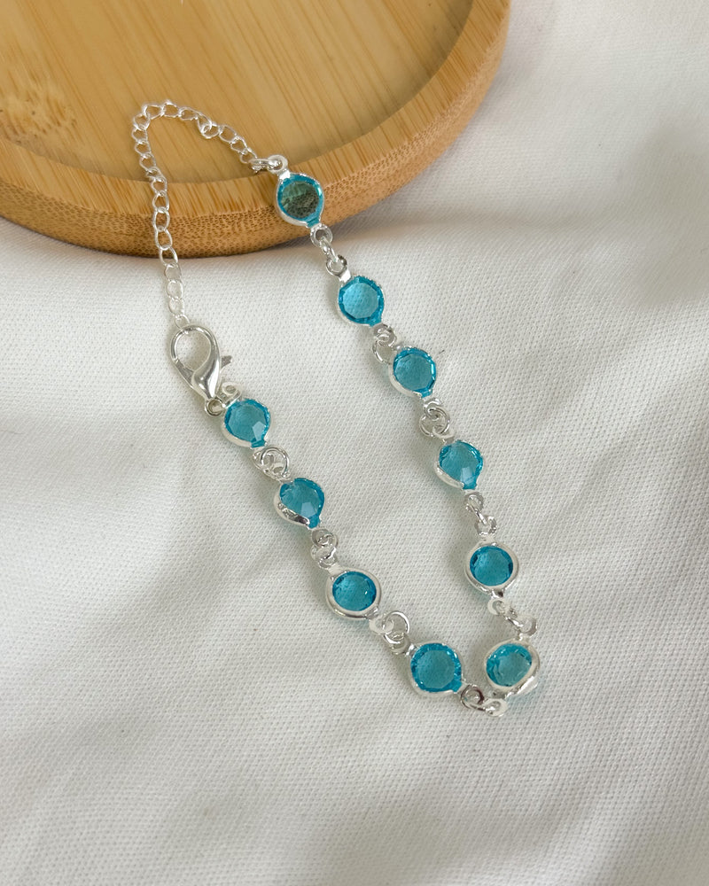 Pulseira Ponto de Luz Azul Tiffy - Semijoia Folheada em Prata