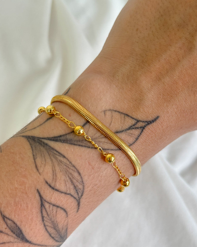 Conjunto de Pulseiras Bolinha - Semijoia Folheada a Ouro 18k