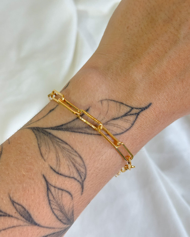 Pulseira Corrente Elos Espaçados - Semijoia Folheada a Ouro 18k