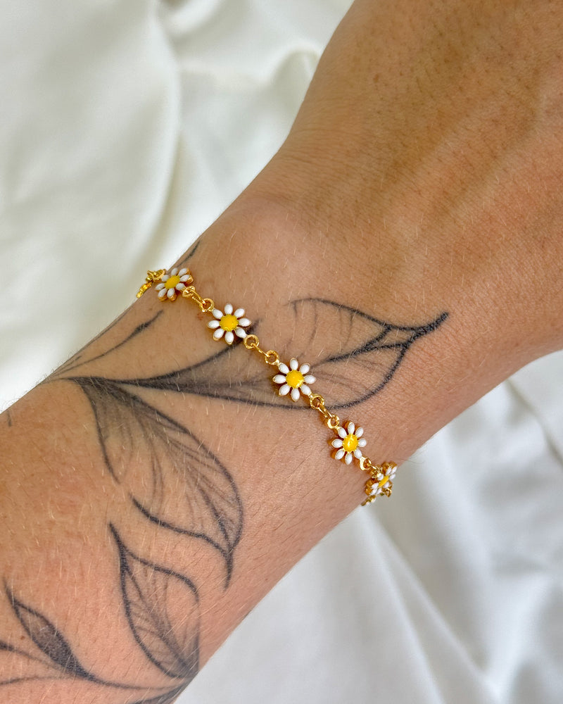 Pulseira Margaridas - Semijoia Folheada a Ouro 18k