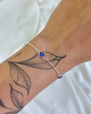 Pulseira Olho Grego Espaçados - Semijoia Banhado a Prata