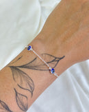 Pulseira Olho Grego Espaçados - Semijoia Banhado a Prata