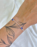 Pulseira Olho Grego Espaçados - Semijoia Banhado a Prata