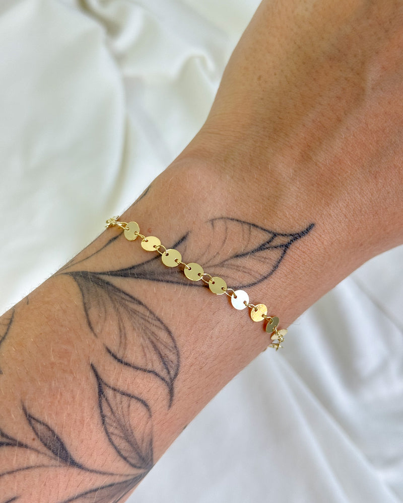 Pulseira Discos Lisos - Semijoia Banhado em Ouro 18k