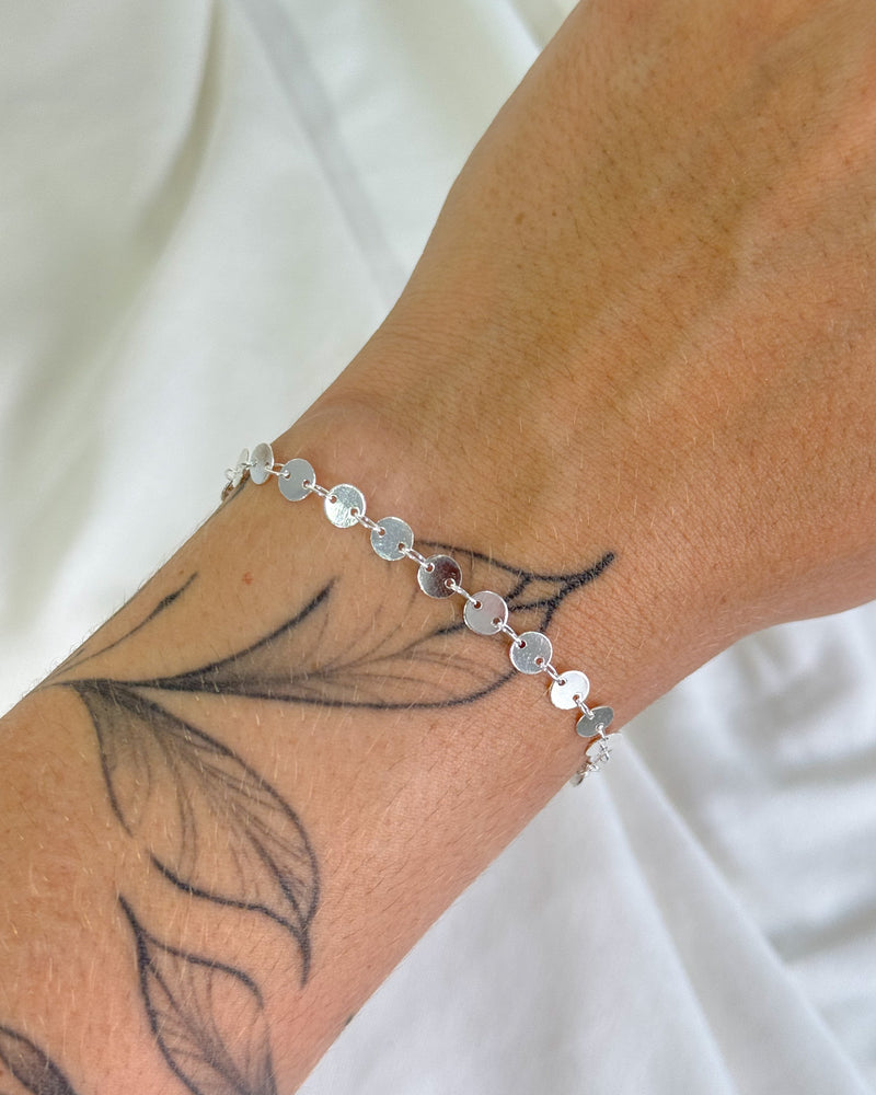 Pulseira Discos Lisos - Semijoia Banhado a Prata