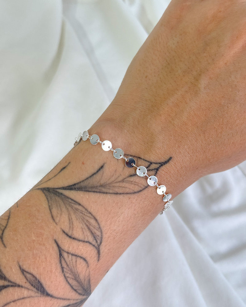 Pulseira Discos Lisos - Semijoia Banhado a Prata