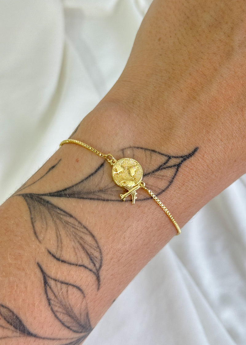 Pulseira Regulável Viagem - Semijoia Banhado em Ouro 18k