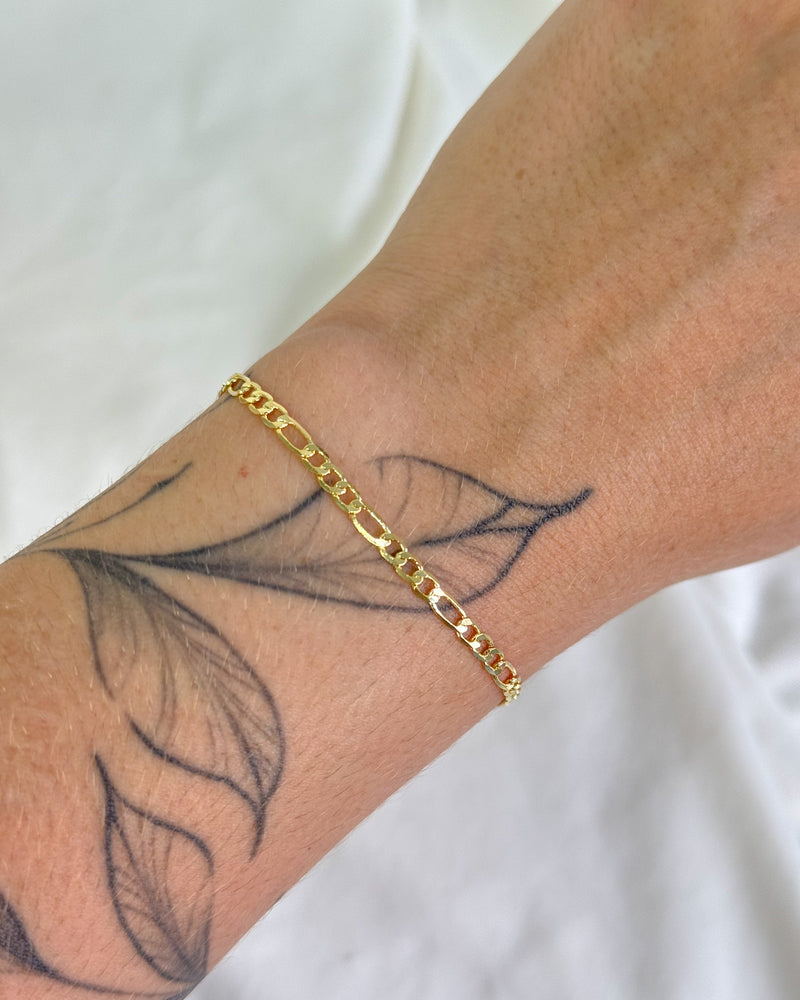 Pulseira Elos Fígaro - Semijoia Banhado em Ouro 18k