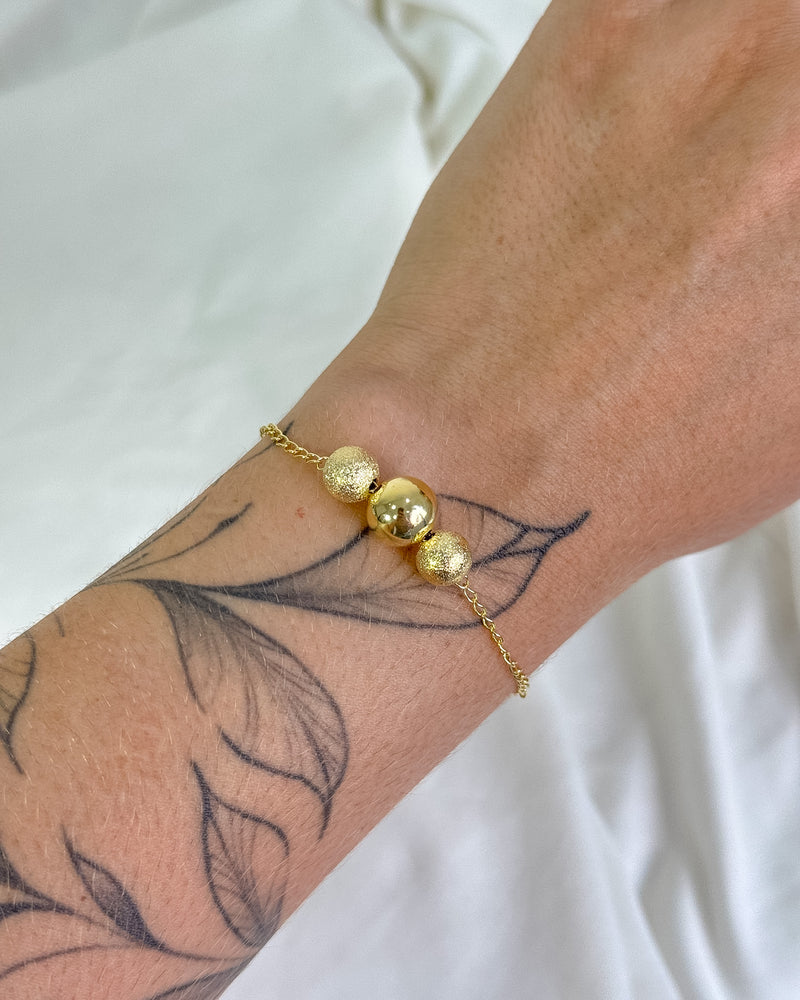 Pulseira 3 Esferas - Semijoia Banhado a Ouro 18k
