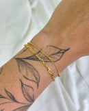 Pulseira Dupla Corrente e Bolinhas - Semijoia Banhado a Ouro 18k