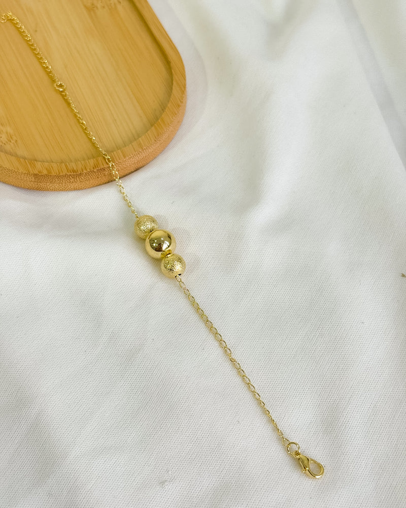 Pulseira 3 Esferas - Semijoia Banhado a Ouro 18k