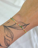 Pulseira Regulável Riviera Colorida - Semijoia Banhado em Ouro 18k