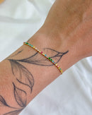 Pulseira Regulável Riviera Colorida - Semijoia Banhado em Ouro 18k