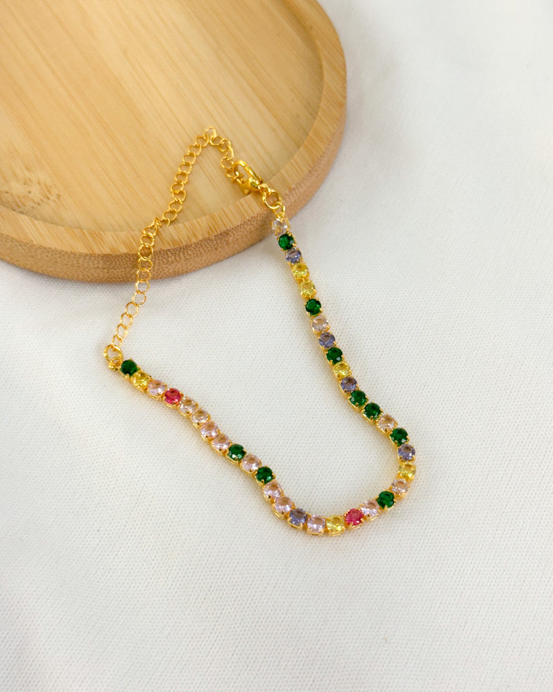 Pulseira Riviera Colorida - Semijoia Folheada a Ouro 18k