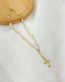 Pulseira Mini Terço Pérolas - Semijoia Banhado em Ouro 18k