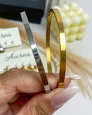 Bracelete Liso Aço Inox - Prata - Áurea Acessórios