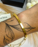 Bracelete Liso Aço Inox - Dourado - Áurea Acessórios