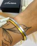 Bracelete Liso Aço Inox - Dourado - Áurea Acessórios