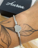 Bracelete Torcido Regulável Coração - Prata - Áurea Acessórios