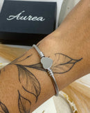 Bracelete Torcido Regulável Coração - Prata - Áurea Acessórios