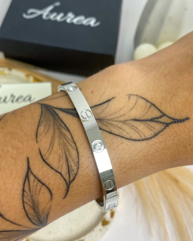 Bracelete Inspiração Cartier - Prata - Áurea Acessórios