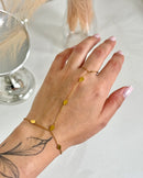 Pulseira Hand Chain Gota - Semijoia Aço Inox Ouro