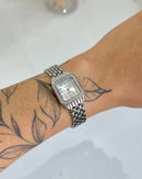 Relógio Feminino Quadrado Square Prata 21mm
