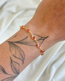 Pulseira Ponto de Luz Rosa - Semijoia Folheada a Ouro 18k