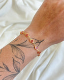 Pulseira Ponto de Luz Rosa - Semijoia Folheada a Ouro 18k