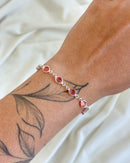 Pulseira Ponto de Luz Rosa - Semijoia Folheada em Prata