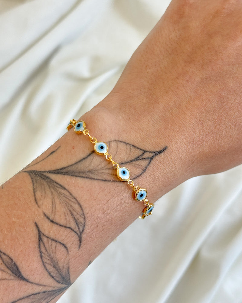 Pulseira Olho Grego - Semijoia Folheada a Ouro 18k