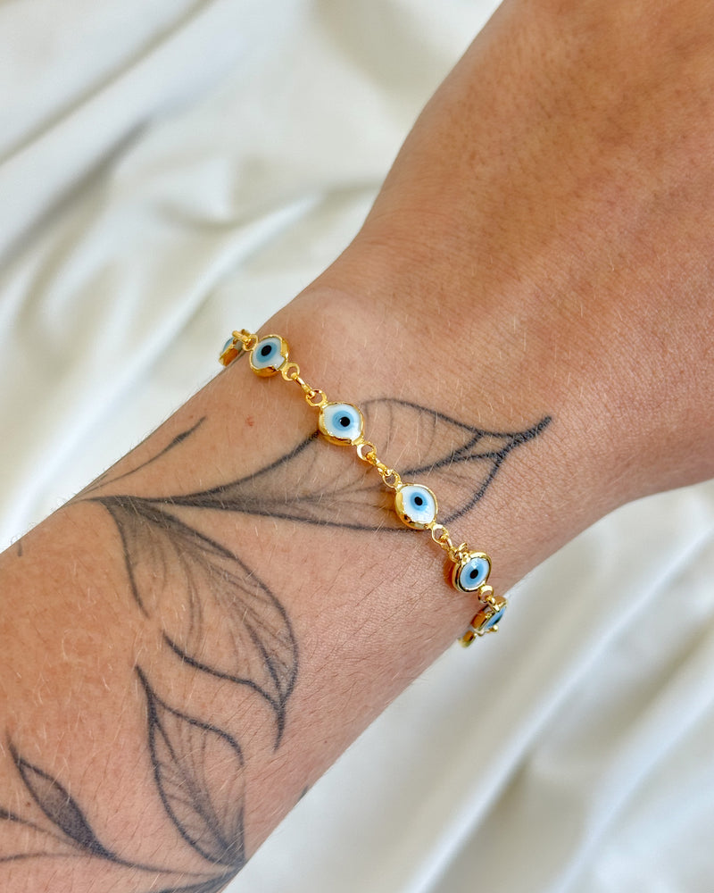 Pulseira Olho Grego - Semijoia Folheada a Ouro 18k