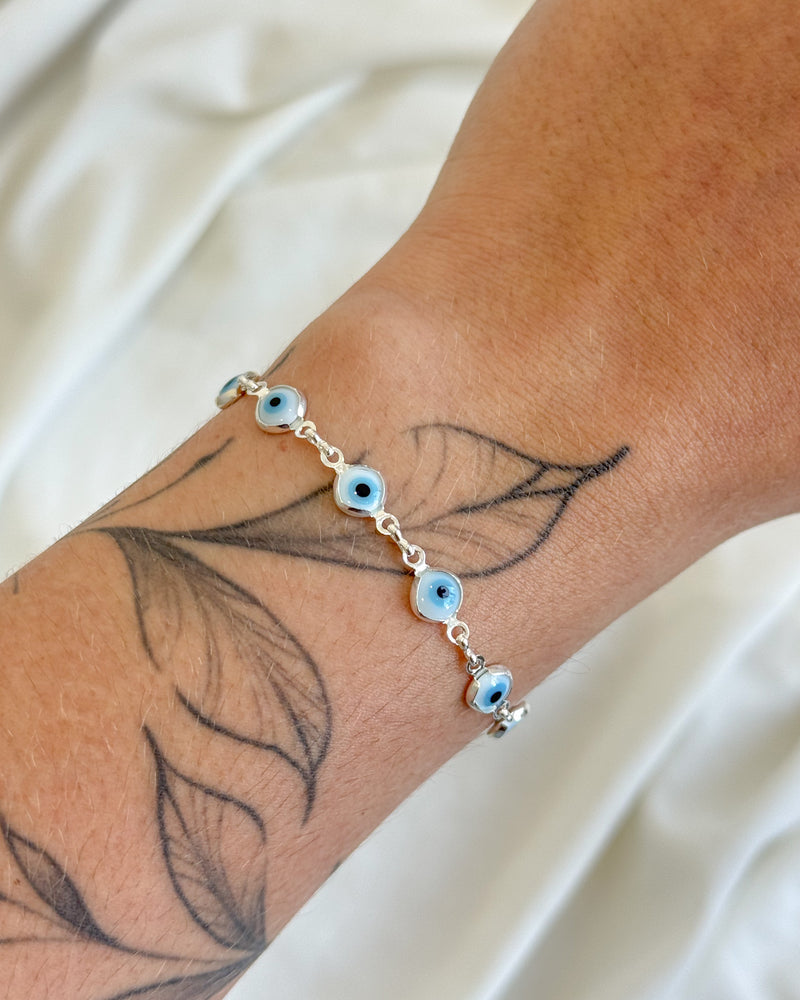 Pulseira Olho Grego - Semijoia Folheada a Prata