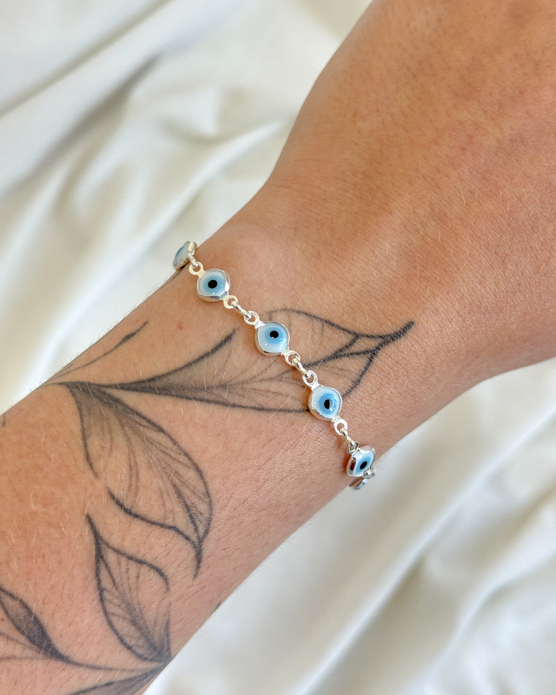 Pulseira Olho Grego - Semijoia Folheada a Prata