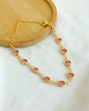 Pulseira Ponto de Luz Rosa - Semijoia Folheada a Ouro 18k