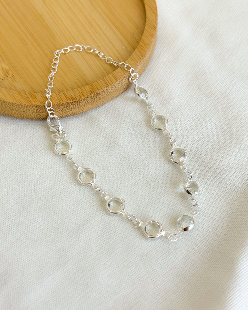 Pulseira Pontos de Luz Cristal - Semijoia Folheada a Prata