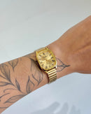 Relógio Feminino Quadrado Românico Dourado 25mm