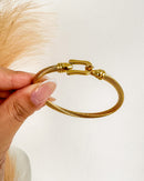 Bracelete Aço Inox Fecho Manual - Semijoia em Aço Inox em Ouro