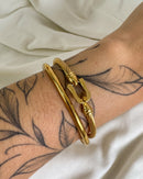 Bracelete Aço Inox Fecho Manual - Semijoia em Aço Inox em Ouro