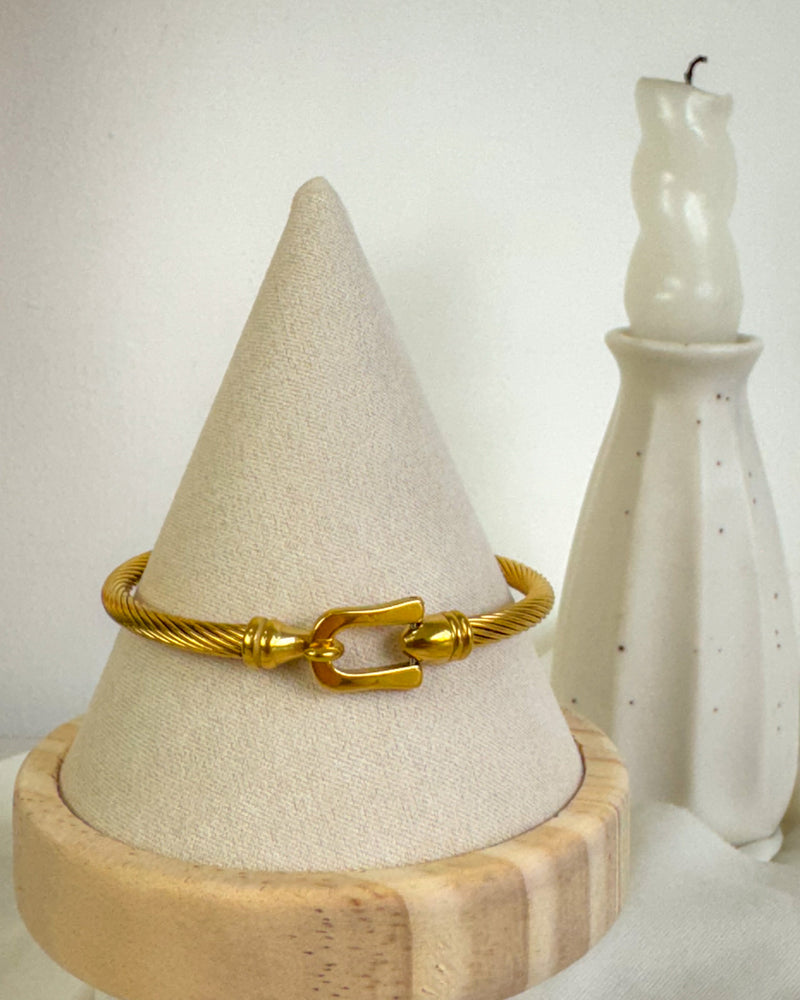 Bracelete Aço Inox Fecho Manual - Semijoia em Aço Inox em Ouro