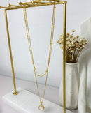 Colar Fio Duplo Bolinhas + Cápsula Sal Dourado - Áurea Acessórios