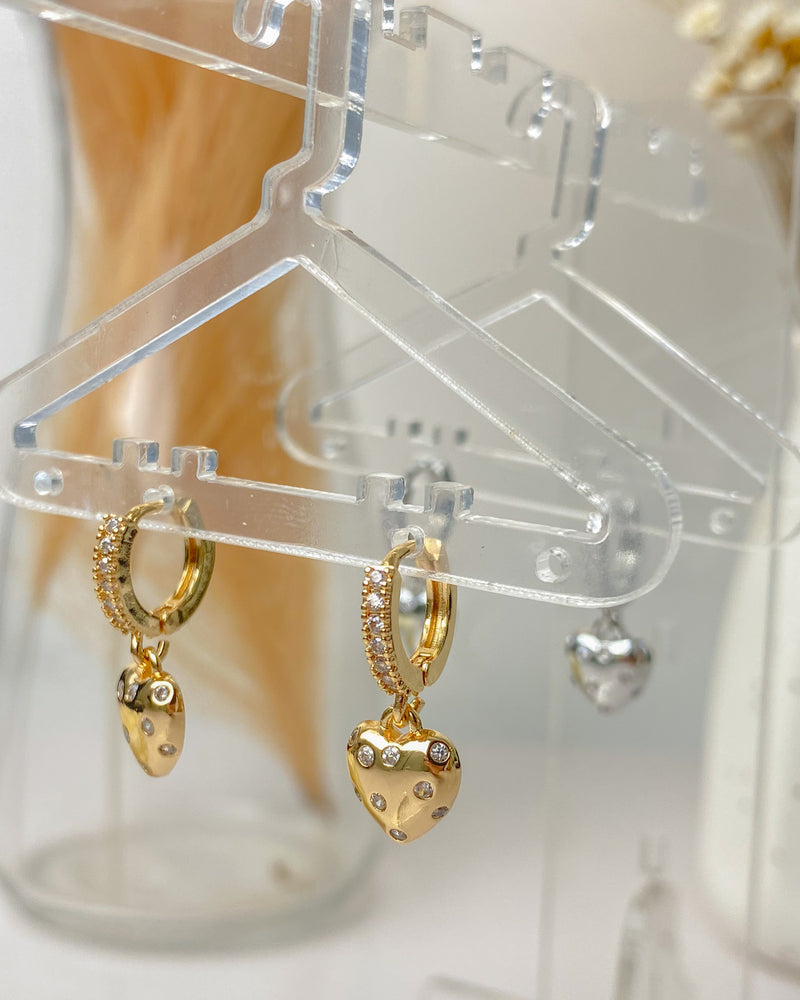 Argola Coração Cravejado - Dourado - Áurea Acessórios