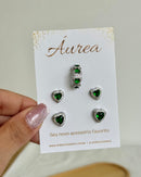 Kit Duo de Brincos Coração + Piercing - Semijoia Folheada