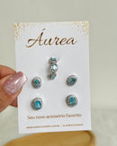 Kit Duo de Brincos Oval + Piercing - Semijoia Folheada