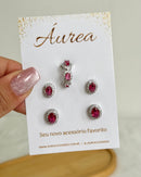 Kit Duo de Brincos Oval + Piercing - Semijoia Folheada
