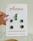 Kit Duo de Brincos Oval + Piercing - Semijoia Folheada