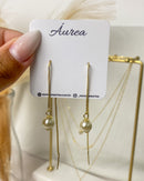 Brinco Agulha com Pérola - Dourado - Áurea Acessórios