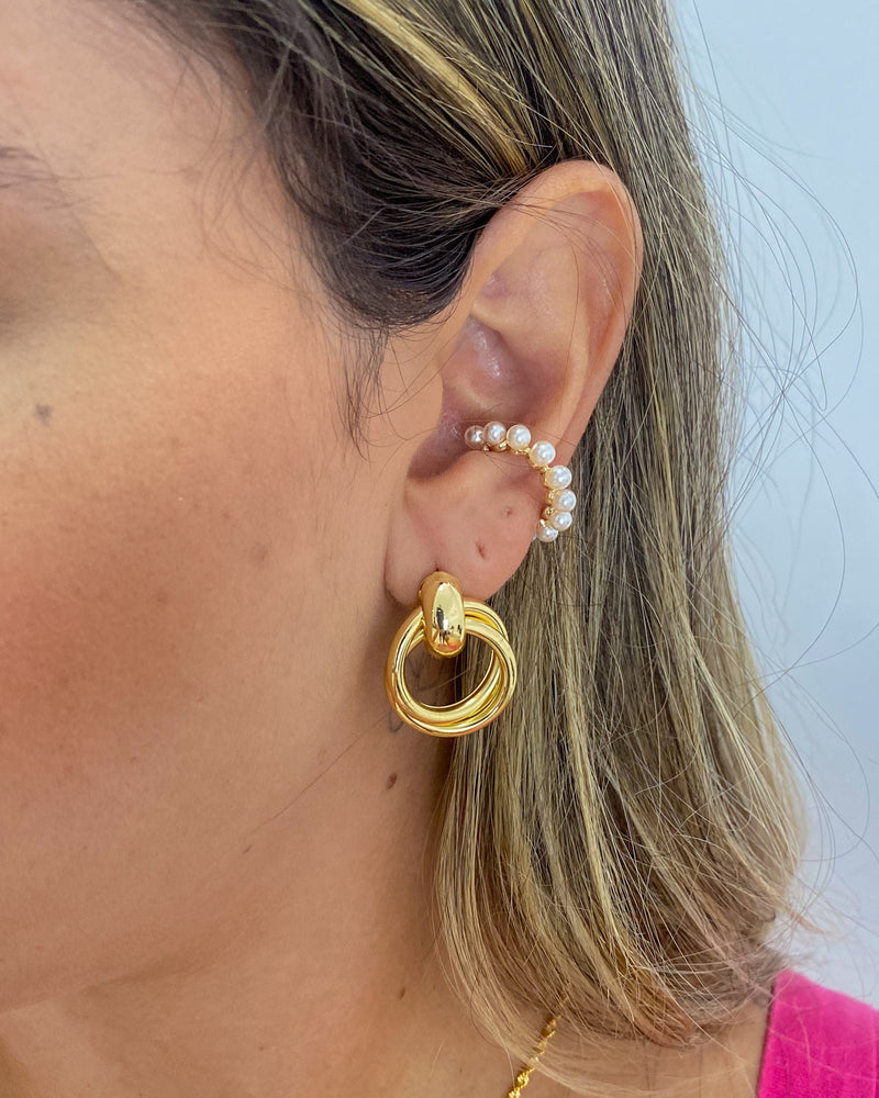 Brinco Circular Entrelaçado - Dourado - Áurea Acessórios